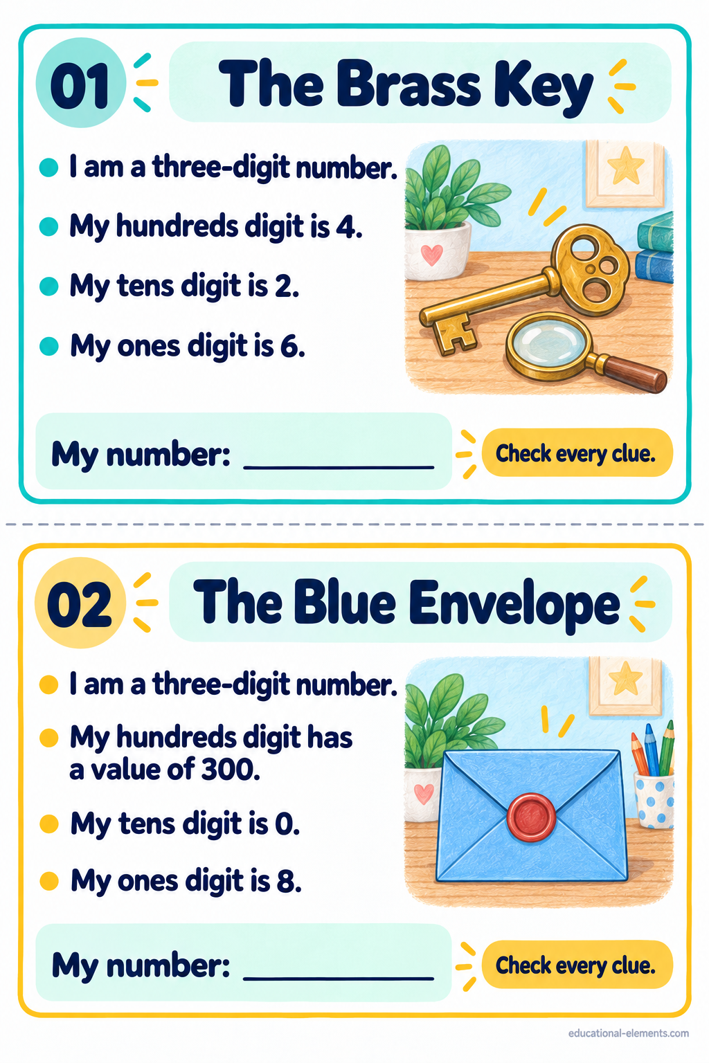 Preview of Place Value Riddle Task Cards